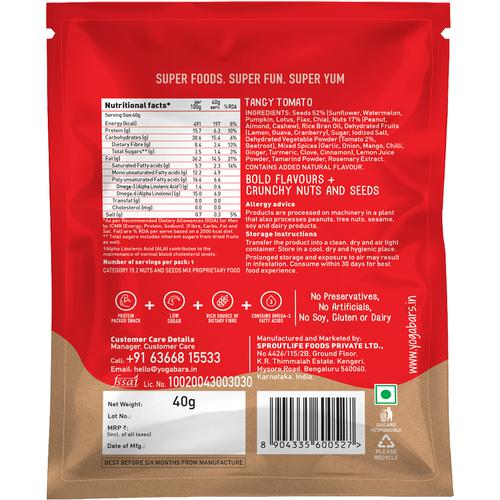 Yoga Bar Nuts & Seeds Trail Mix - Tangy Tomato, 400 g (10x40 g each) High Protein, Low Sugar