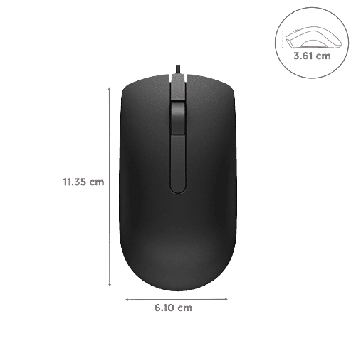Dell DELL MS116 Wired Performance Mouse (1000 DPI, Contemporary Aesthetic, Black), 1 Unit  