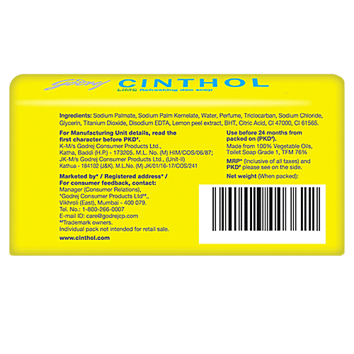 Cinthol Lime Refreshing Deo Soap, 100 g (Pack of 6) 