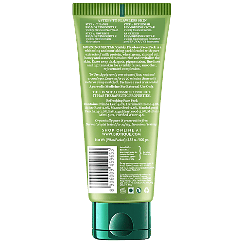 BIOTIQUE Bio Morning Nectar Visibly Flawless Face Pack - For All Skin Types, 100% Botanical Extracts, 100 g  100% Botanical Extracts
