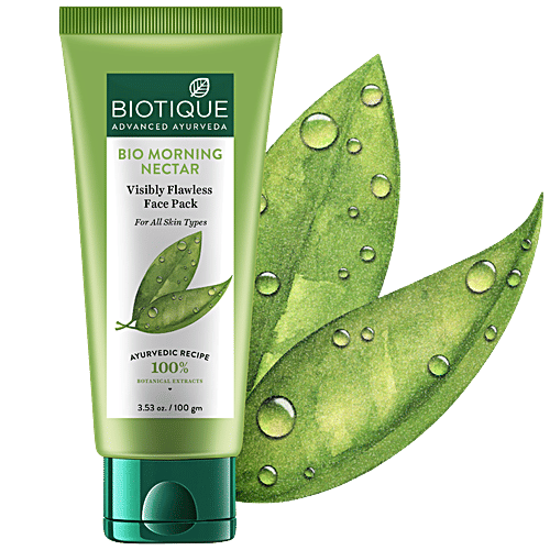 BIOTIQUE Bio Morning Nectar Visibly Flawless Face Pack - For All Skin Types, 100% Botanical Extracts, 100 g  100% Botanical Extracts