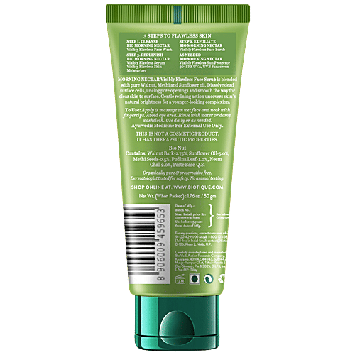 BIOTIQUE Morning Nectar Nourish & Hydrate Face Scrub - For All Skin Types, 50 g  100% Botanical Extracts