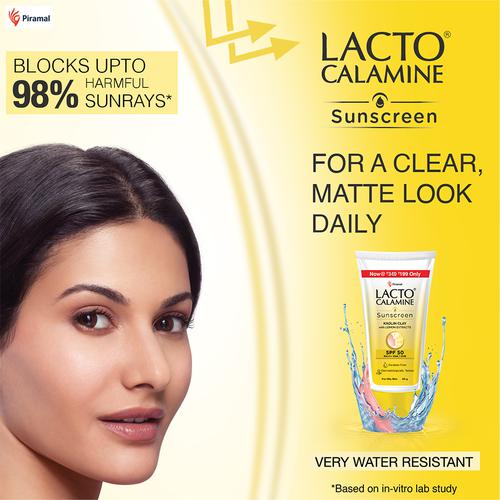 Lacto Calamine Daily Sunscreen Matte Look SPF 50 Pa+++ - Kaolin Clay, 50 g  