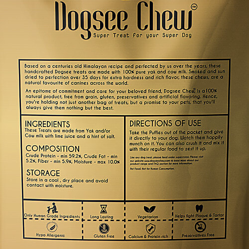 Dogsee Chew Puffies, 70 g Pouch Rich in Calcium & Protein, Preservatives Free