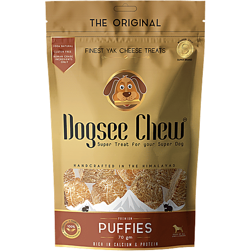 Dogsee Chew Puffies, 70 g Pouch Rich in Calcium & Protein, Preservatives Free