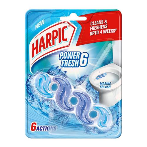 Harpic Power Fresh 6 Toilet Cleaner Rim Block, Marine Splash, 35 g  