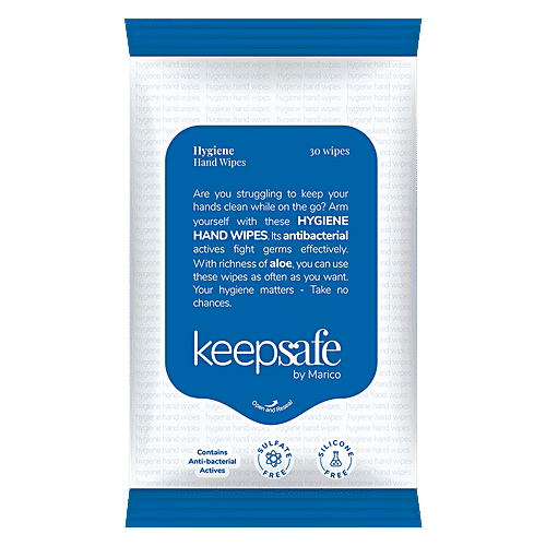 KeepSafe by Marico Hygiene Hand Wipes - Aloe Vera, Non Alcohol, Skin-Friendly, 30 pcs  