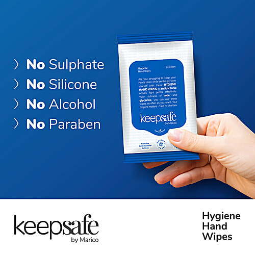 KeepSafe by Marico Hygiene Hand Wipes - Aloe Vera, Non Alcohol, Skin-Friendly, 30 pcs  