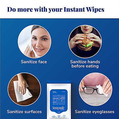 KeepSafe by Marico Hygiene Hand Wipes - Aloe Vera, Non Alcohol, Skin-Friendly, 30 pcs  