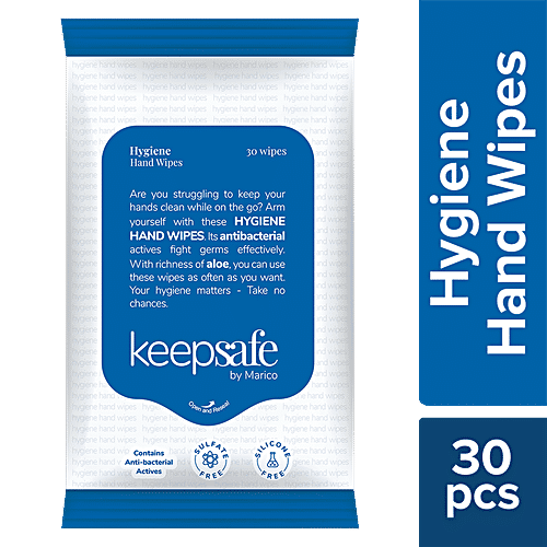 KeepSafe by Marico Hygiene Hand Wipes - Aloe Vera, Non Alcohol, Skin-Friendly, 30 pcs  