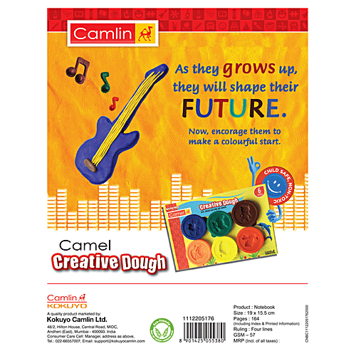 Camlin Small Soft Cover Four Lines Design Notebook - 164 Pages, 1 pc  