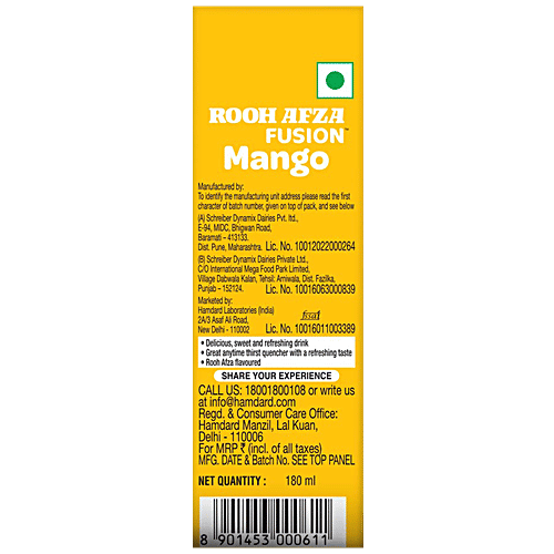 Rooh Afza Fusion Fusion Mango, 180 ml Tetra Pak 