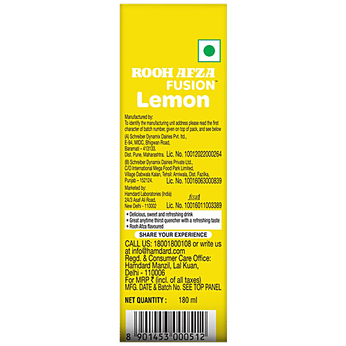 Rooh Afza Fusion Fusion Lemon, 180 ml Tetra Pak 