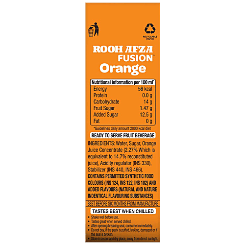 Rooh Afza Fusion Fusion Orange, 180 ml Tetra Pak 