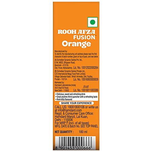 Rooh Afza Fusion Fusion Orange, 180 ml Tetra Pak 