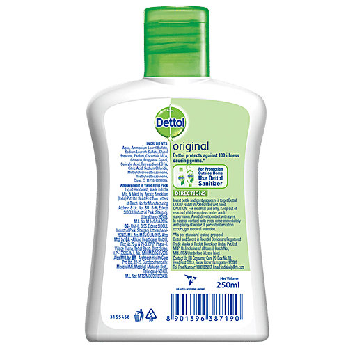 Dettol Liquid Handwash - Original Hand Wash Germ defence Formula | 10x Better Germ Protection, 250 ml Refill Pack
