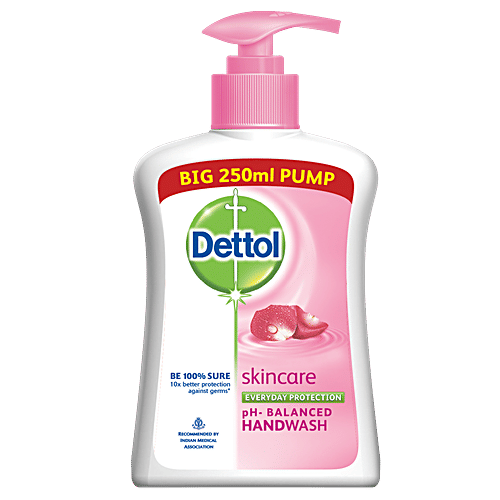 Dettol Liquid Handwash - Skincare Moisturizing Hand Wash | Antibacterial Formula | 10x Better Germ Protection, 250 ml Pump