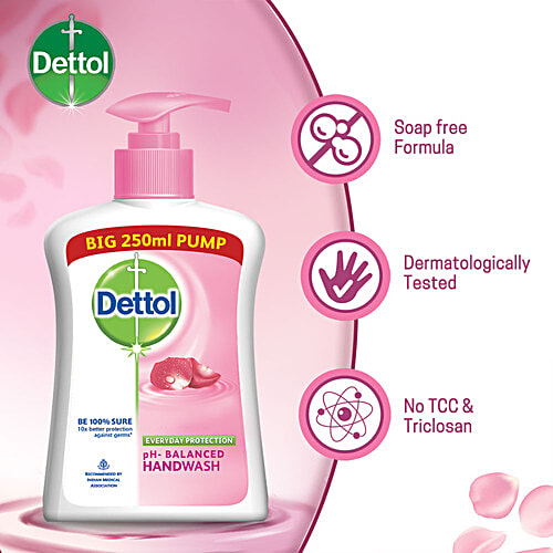 Dettol Liquid Handwash - Skincare Moisturizing Hand Wash | Antibacterial Formula | 10x Better Germ Protection, 250 ml Pump