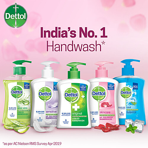 Dettol Liquid Handwash - Skincare Moisturizing Hand Wash | Antibacterial Formula | 10x Better Germ Protection, 250 ml Pump