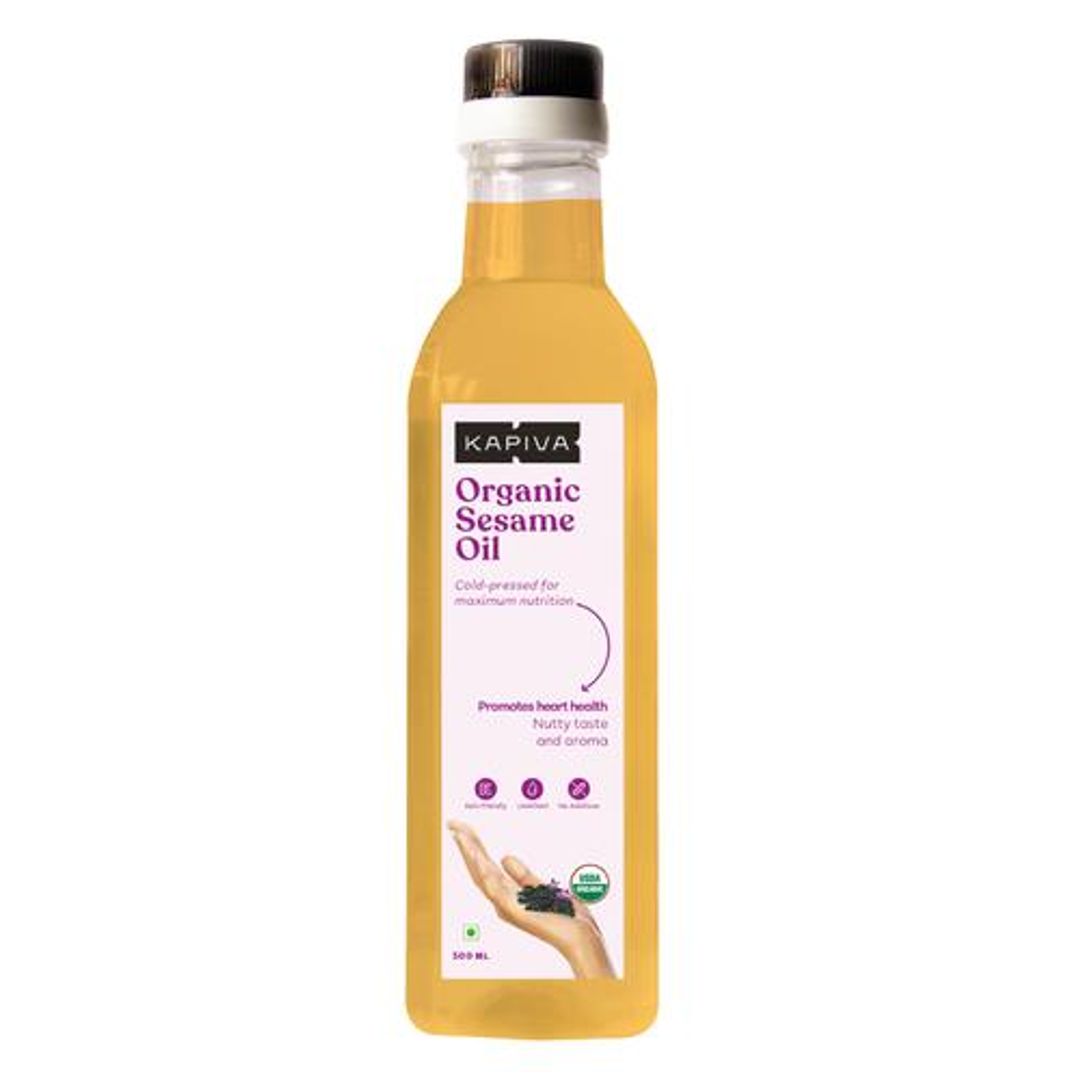 Kapiva Organic Sesame Oil - Promotes Heart Health, 500 ml Plastic Bottle