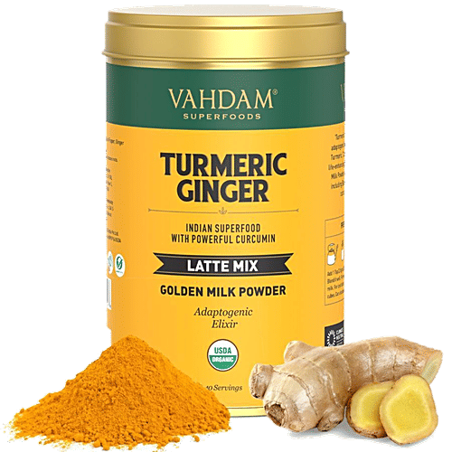 VAHDAM Golden Milk Powder With Curcumin - Organic Turmeric Ginger Latte Mix Superfood, 100 g  