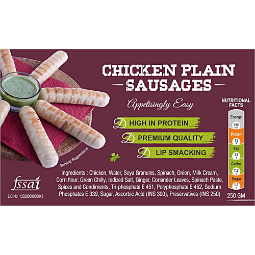 Deli Chic Chicken Plain Sausages, 250 g  