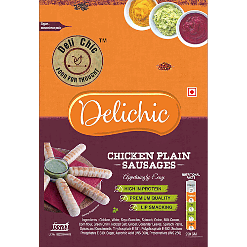 Deli Chic Chicken Plain Sausages, 250 g  