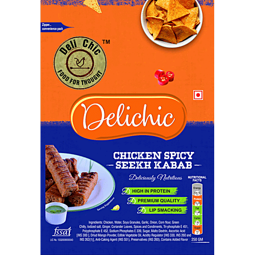 Deli Chic Chicken Spicy Seekh Kabab, 250 g  
