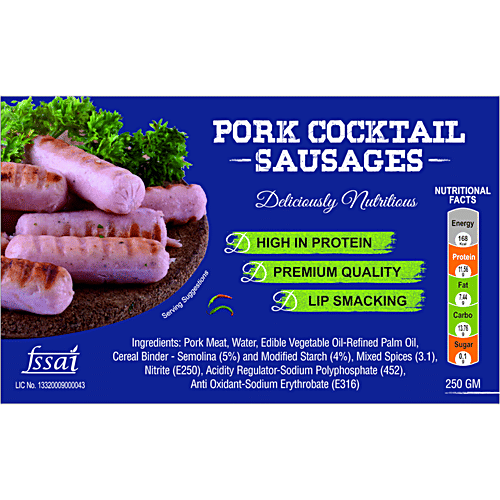 Deli Chic Pork Cocktail Sausages, 250 g High in Protein