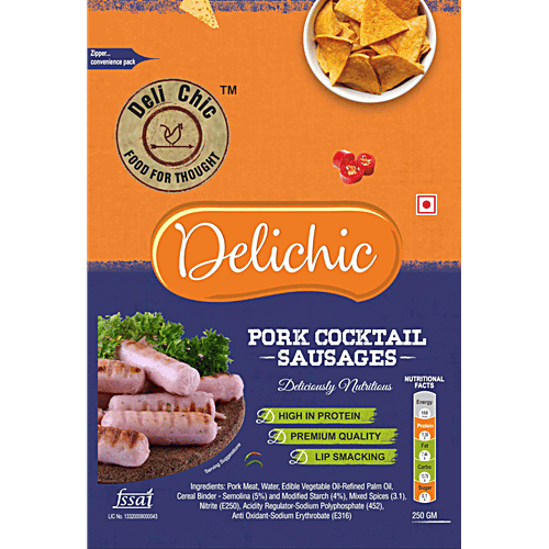 Deli Chic Pork Cocktail Sausages, 250 g High in Protein