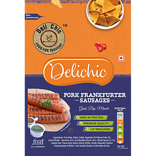 Deli Chic Pork Frankfurter Sausages, 250 g  