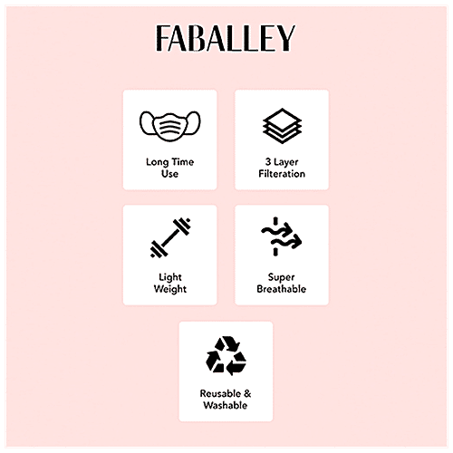 FabAlley 3 Ply Reusable Face Mask - Marine, 3 pcs  Reusable