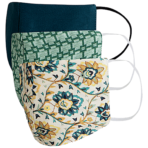 FabAlley 3 Ply Reusable Face Mask - Marine, 3 pcs  Reusable