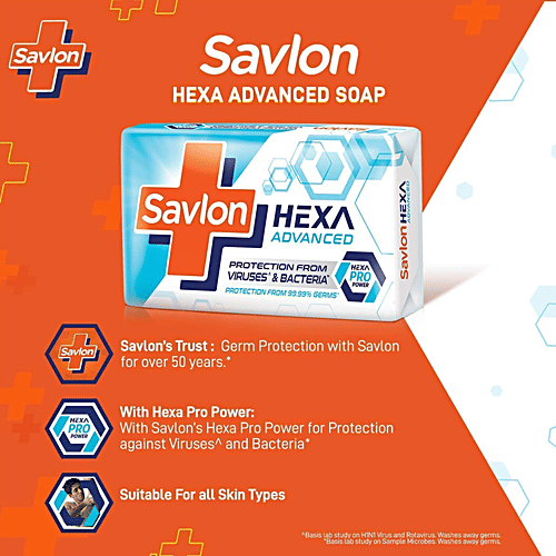 Savlon Hexa Advanced Germ Protection Bathing Soap, 75 g (Buy 3 Get 1 Free) 