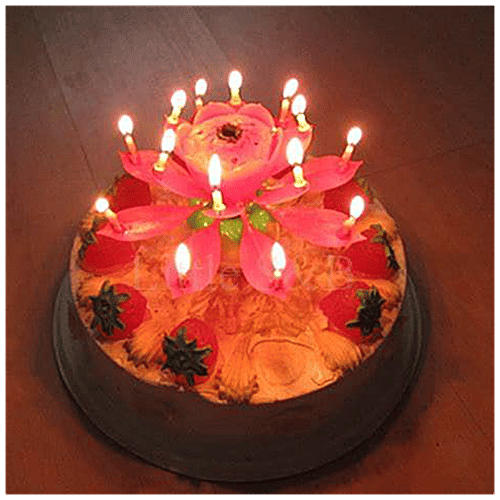Se7en Lotus Candle - For Cake Decoration, Birthday Parties, Weddings, Anniversaries, Pink, 1 pc  
