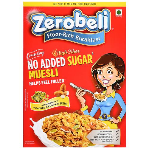 Zerobeli Crunchy Muesli - No Sugar Added, 500 g  