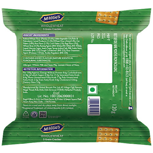 McVitie's 5 Grain Cracker, 120 g  Trans Fat Free & Source Of Fibre