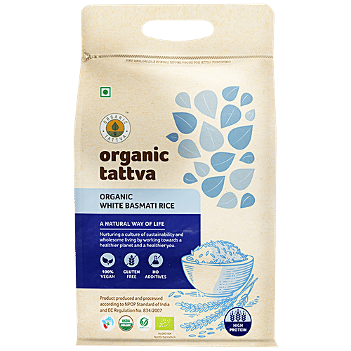 Organic Tattva Organic White Basmati Rice/Basmati Chawal, 5 kg Pouch 