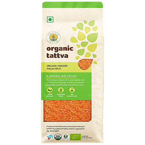 Organic Tattva Organic Masoor Malka Split, 1 kg Pouch 