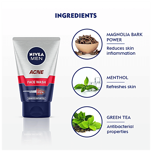 Nivea Acne Face Wash For Oily & Acne Prone Skin - With Magnolia Bark Power, 50 g Fights 99% Acne Bacteria