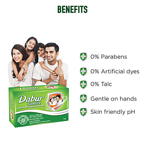 Dabur Sanitize Germ Protection Soap, 75 g (Buy 3 Get 1 Free) 
