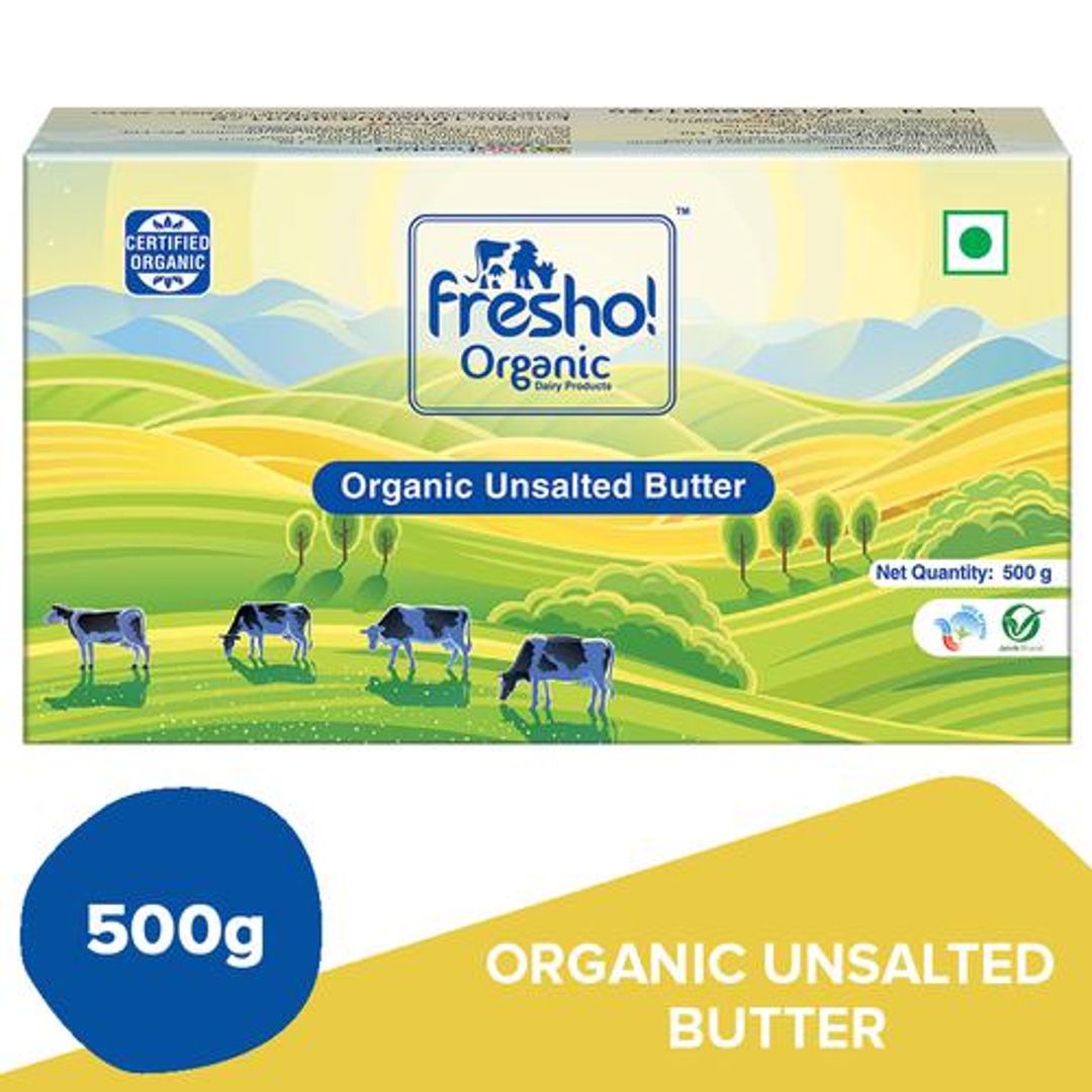 Fresho Organic Unsalted Butter - No Added Preservatives & Chemicals, 500 g 