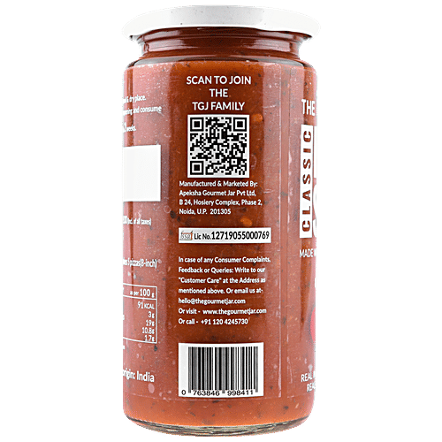 The Gourmet Jar Classic Pizza Sauce, 390 g Bottle Thick & Flavourful
 Made with Vine-Ripened Tomatoes