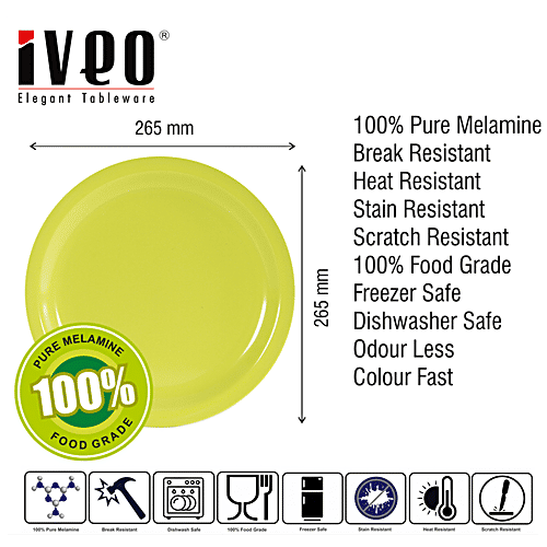 Buy Iveo Melamine Full Plate 10.5" ScratchResistant, Dishwasher Safe