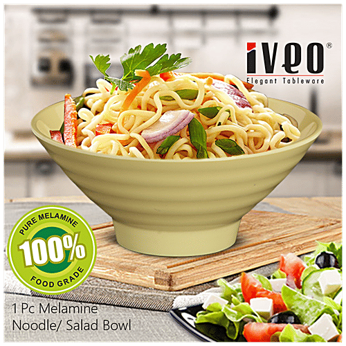 Iveo 100% Melamine Noodle/Salad Bowl - Yellow, 1 pc  Freezer Safe, Break Resistant