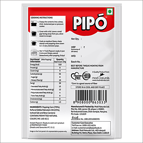 PIPO Instant Popcorn - Golden Crunch, 40 g Pouch 