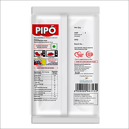 PIPO Microwave Popcorn - Classic Salted, 90 g Pouch 