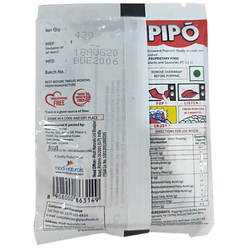 PIPO Microwave Popcorn - Butter Lovers, 43 g Pouch 