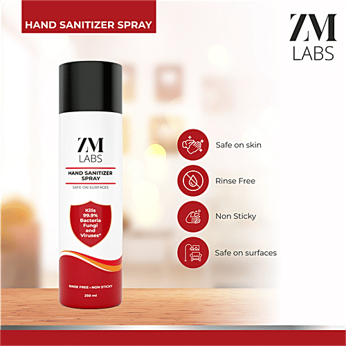 ZM LABS Hand Sanitizer Spray - Alcohol Based, Kills 99.9% Bacteria, Fungi & Viruses, 250 ml (Pack of 8) 