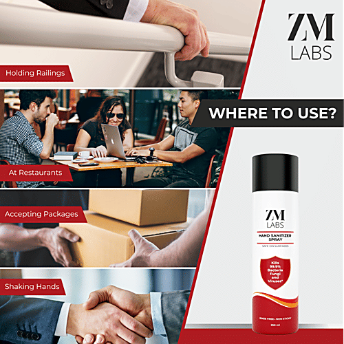 ZM LABS Hand Sanitizer Spray - Alcohol Based, Kills 99.9% Bacteria, Fungi & Viruses, 250 ml (Pack of 8) 